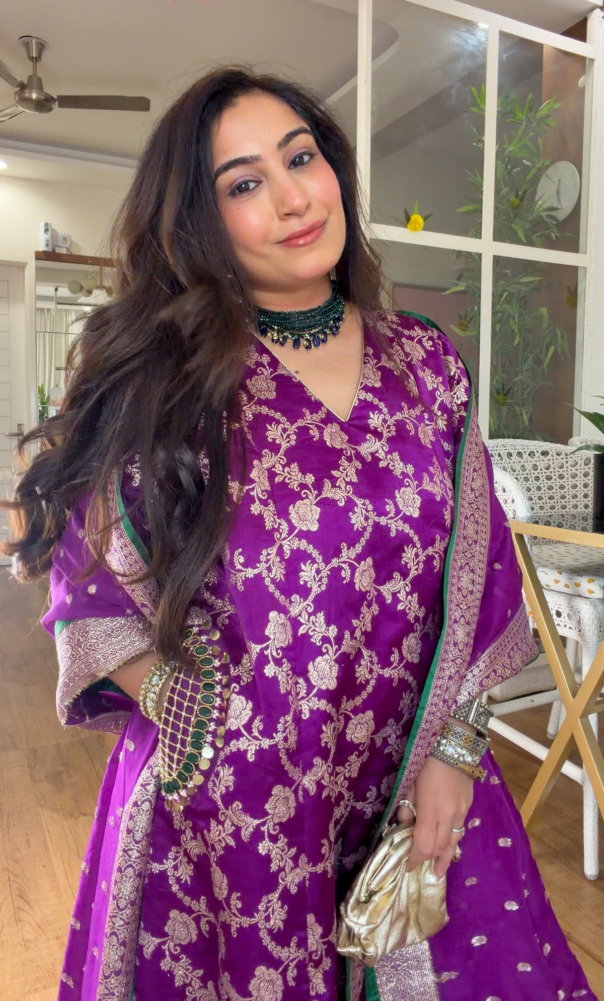 Purple Banarasi silk set