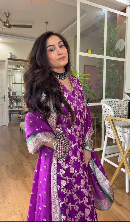 Purple Banarasi silk set