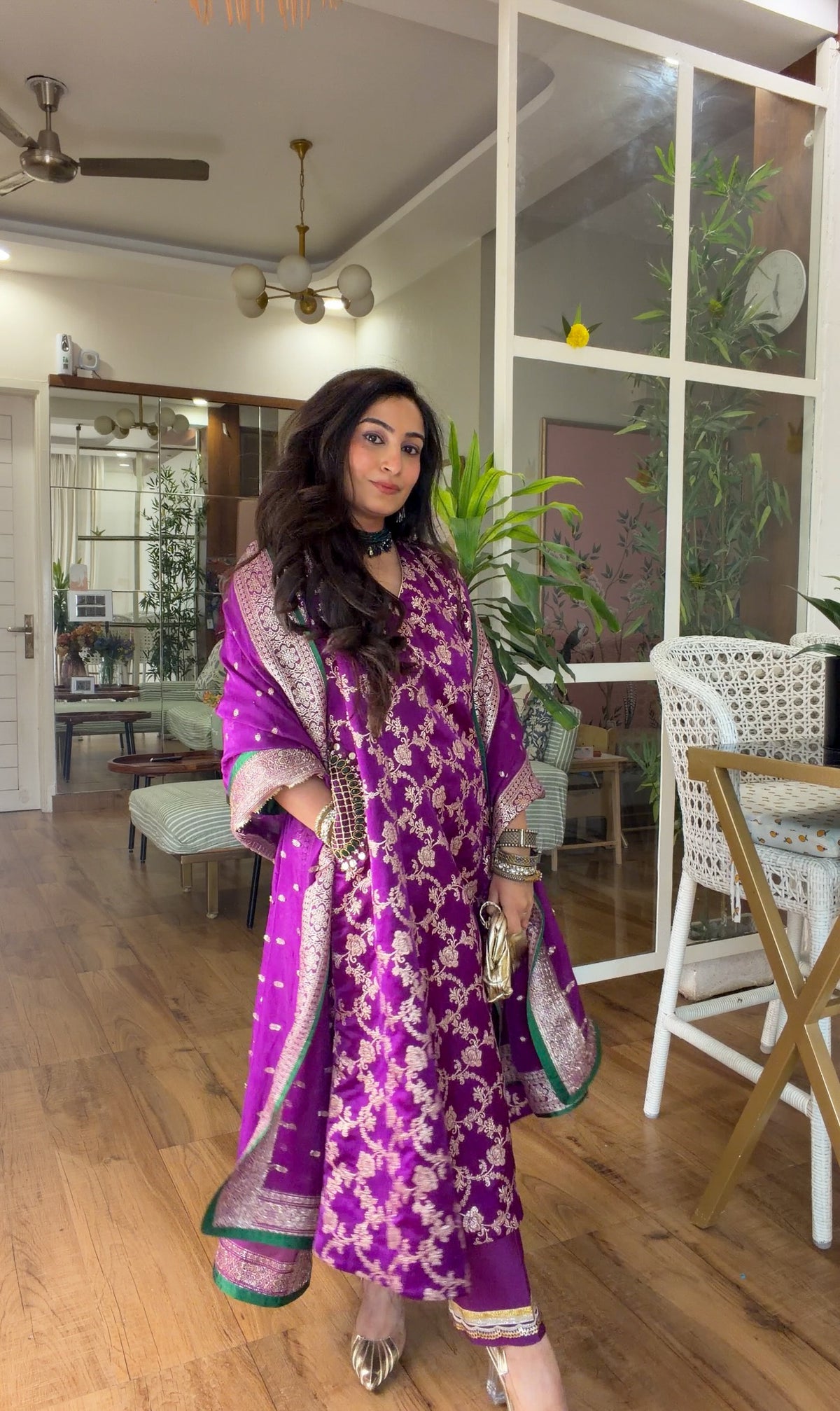 Purple Banarasi silk set