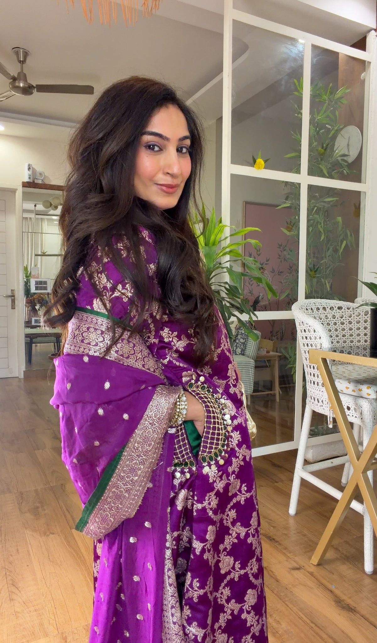 Purple Banarasi silk set