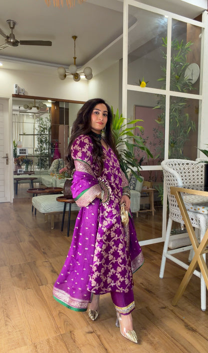 Purple Banarasi silk set