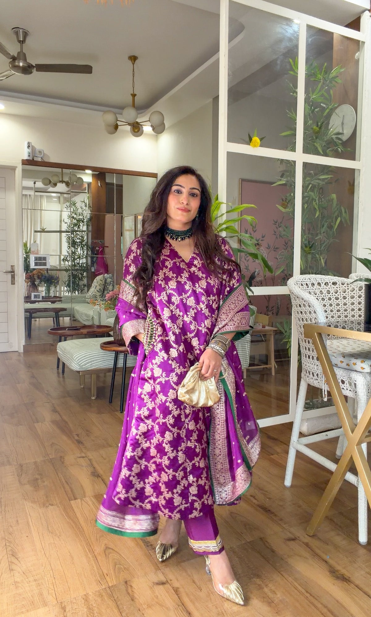 Purple Banarasi silk set