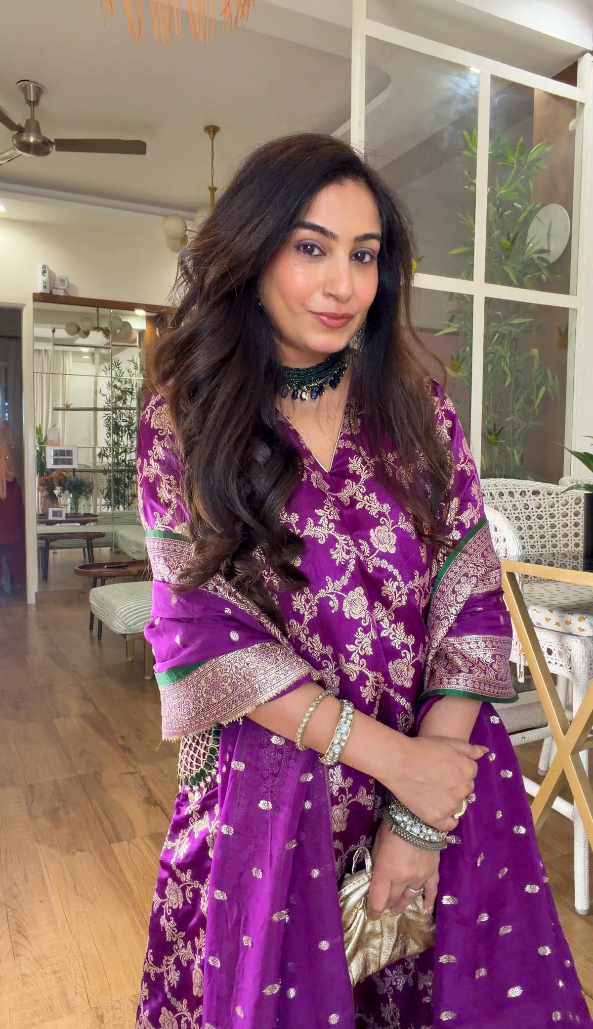 Purple Banarasi silk set