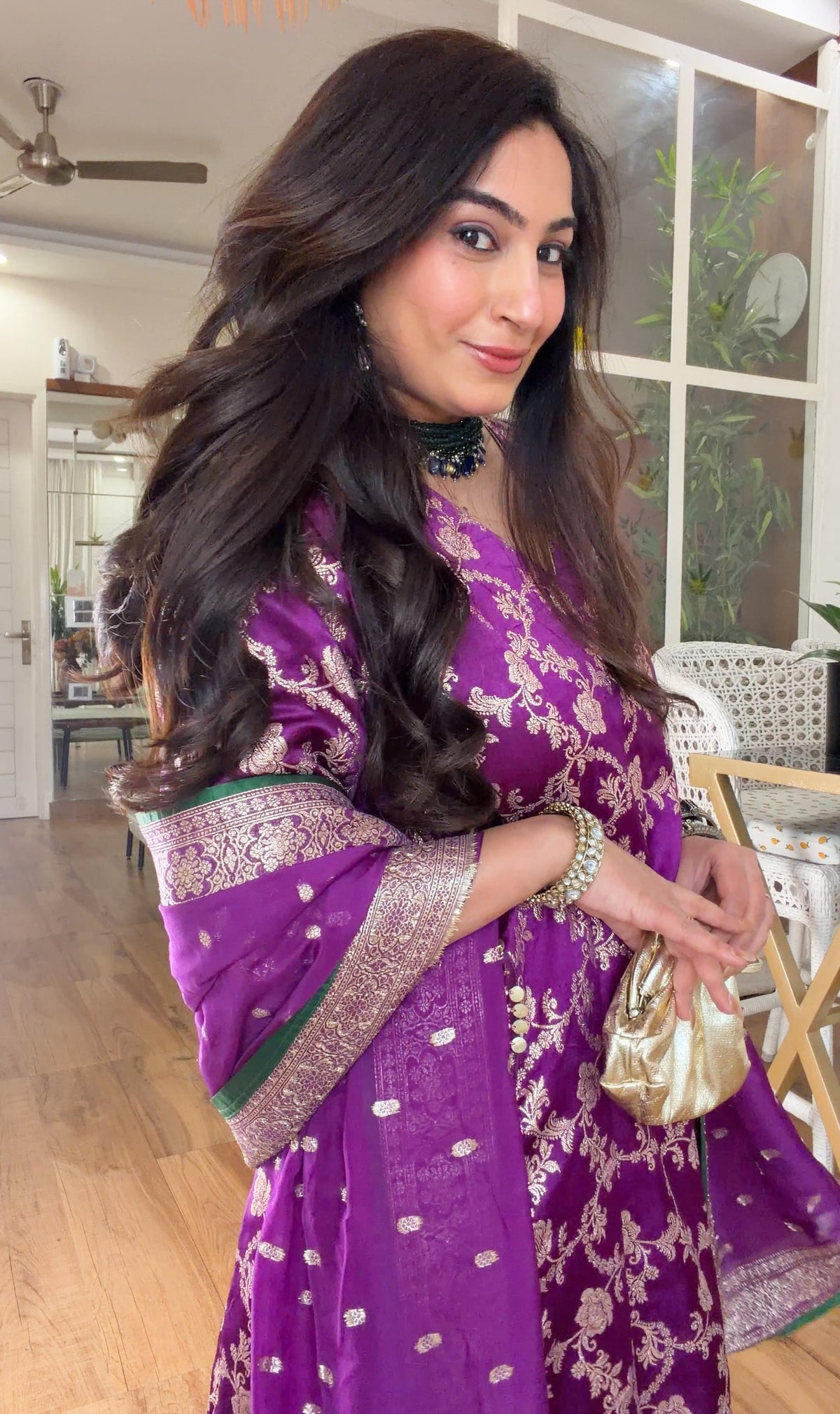 Purple Banarasi silk set