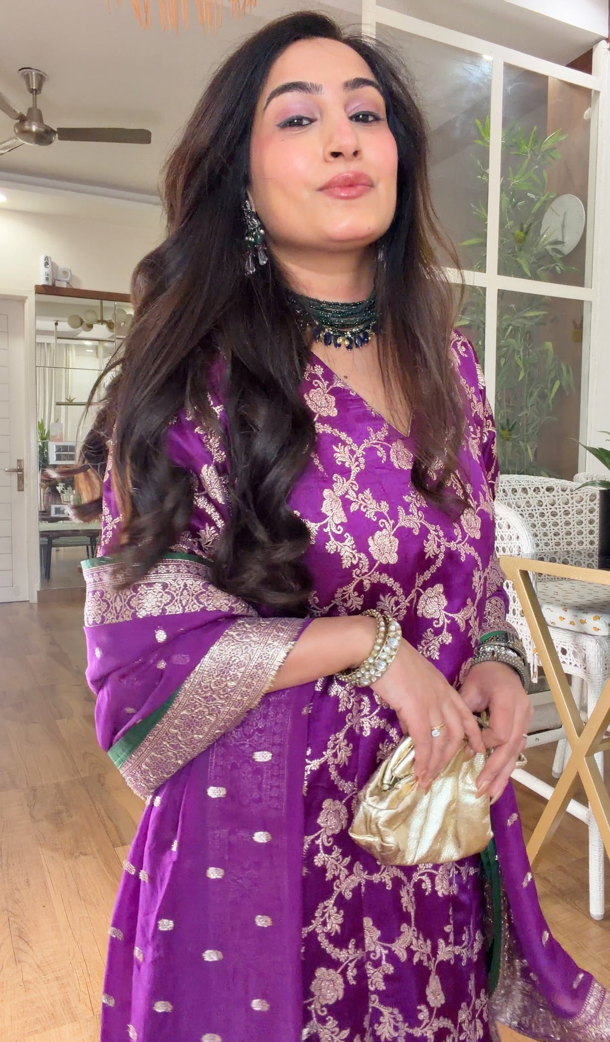 Purple Banarasi silk set