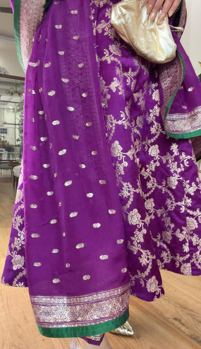 Purple Banarasi silk set