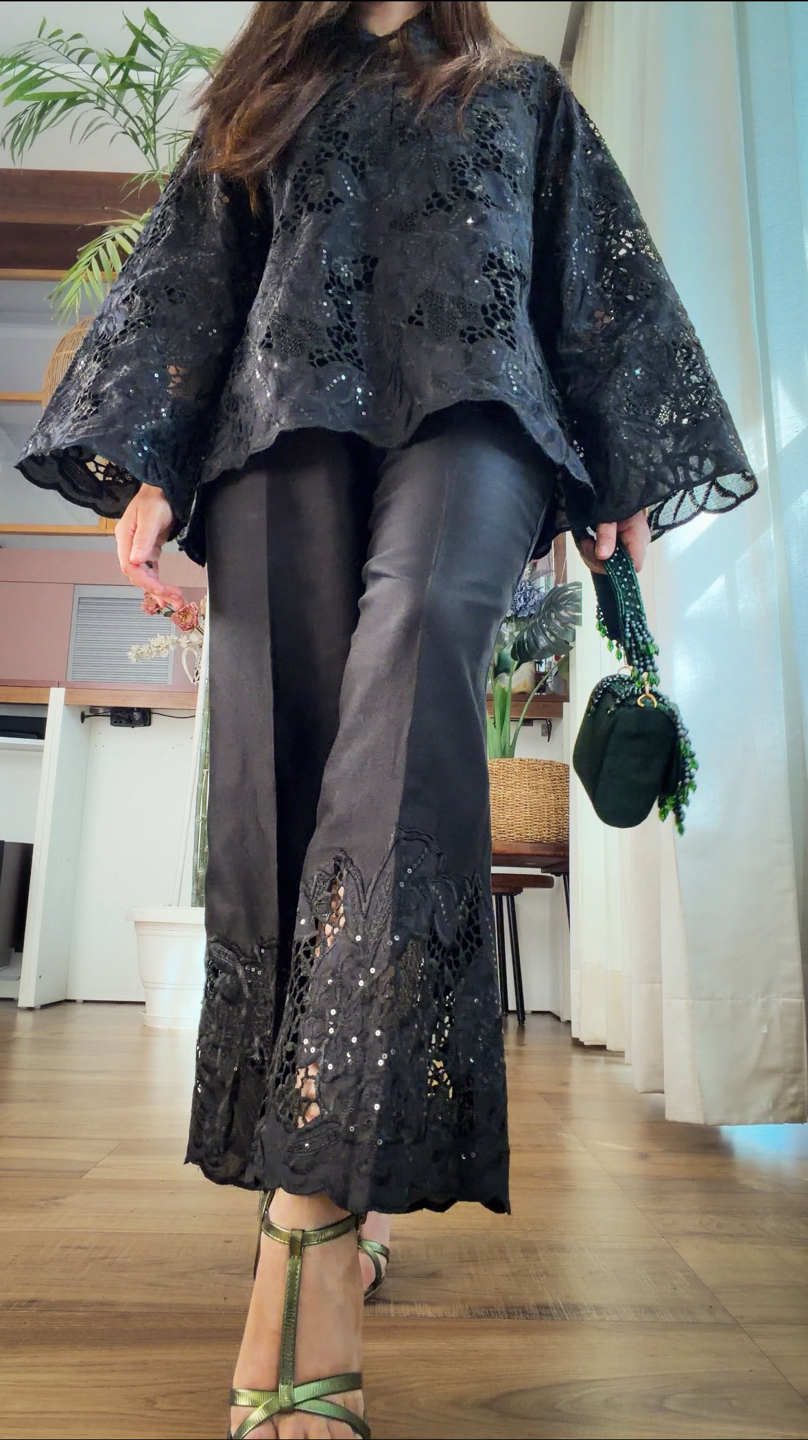 Black Cutwork Party Wear Coord Set