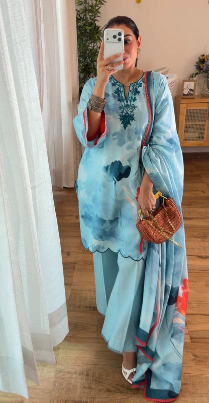 Blue Floral kurta set