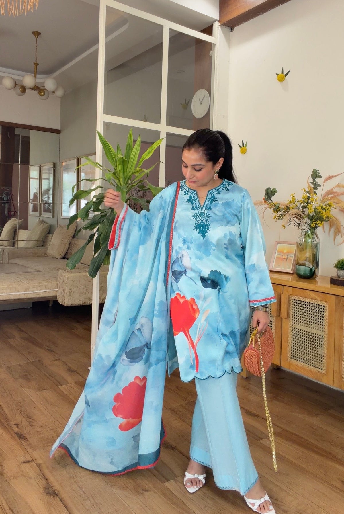 Blue Floral kurta set