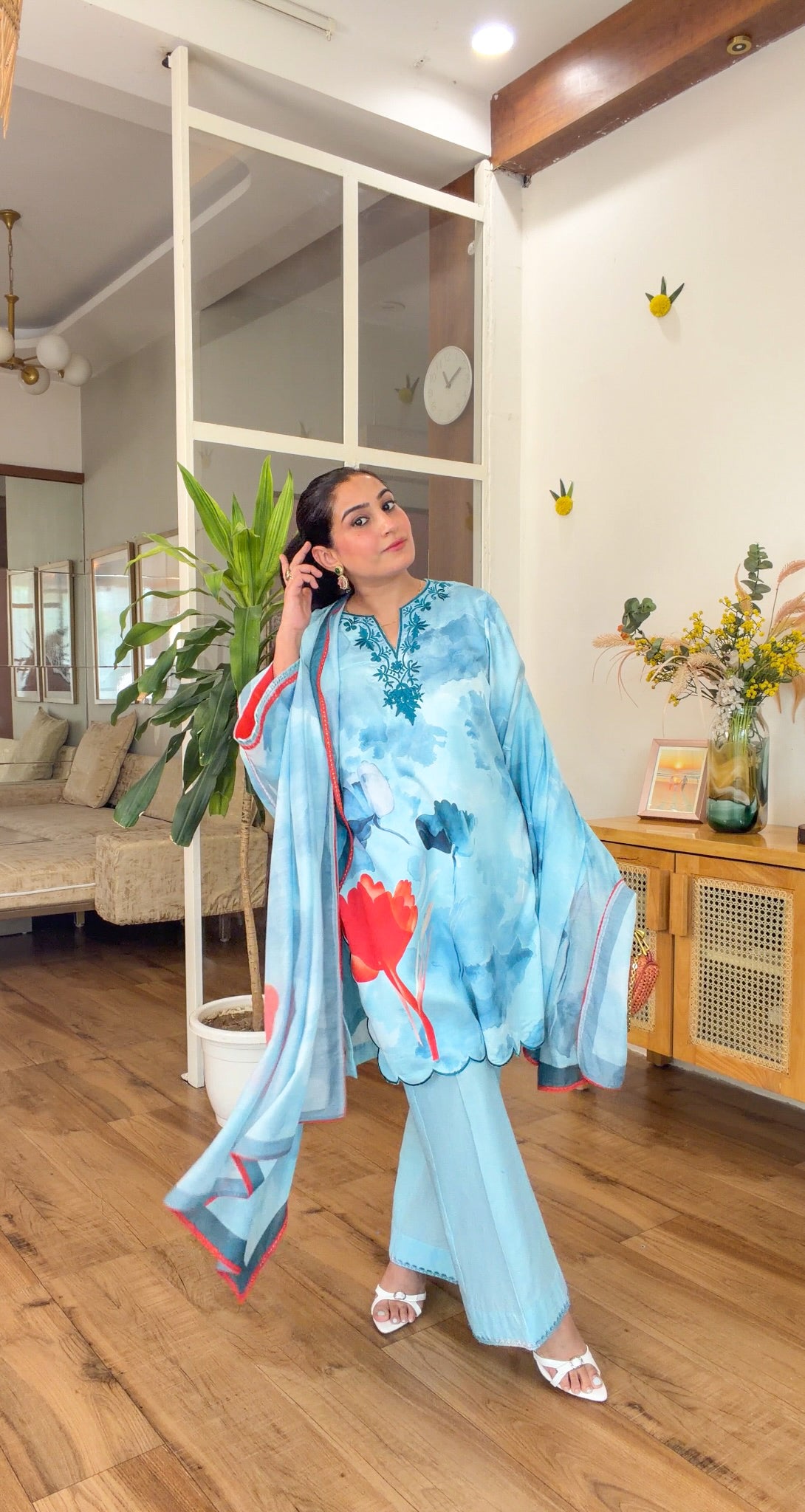 Blue Floral kurta set