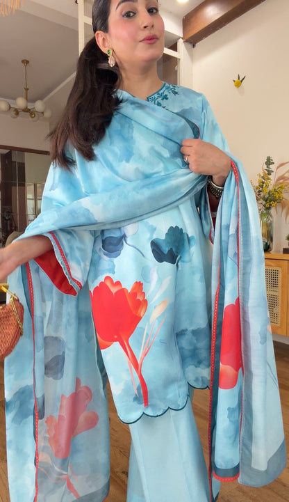Blue Floral kurta set