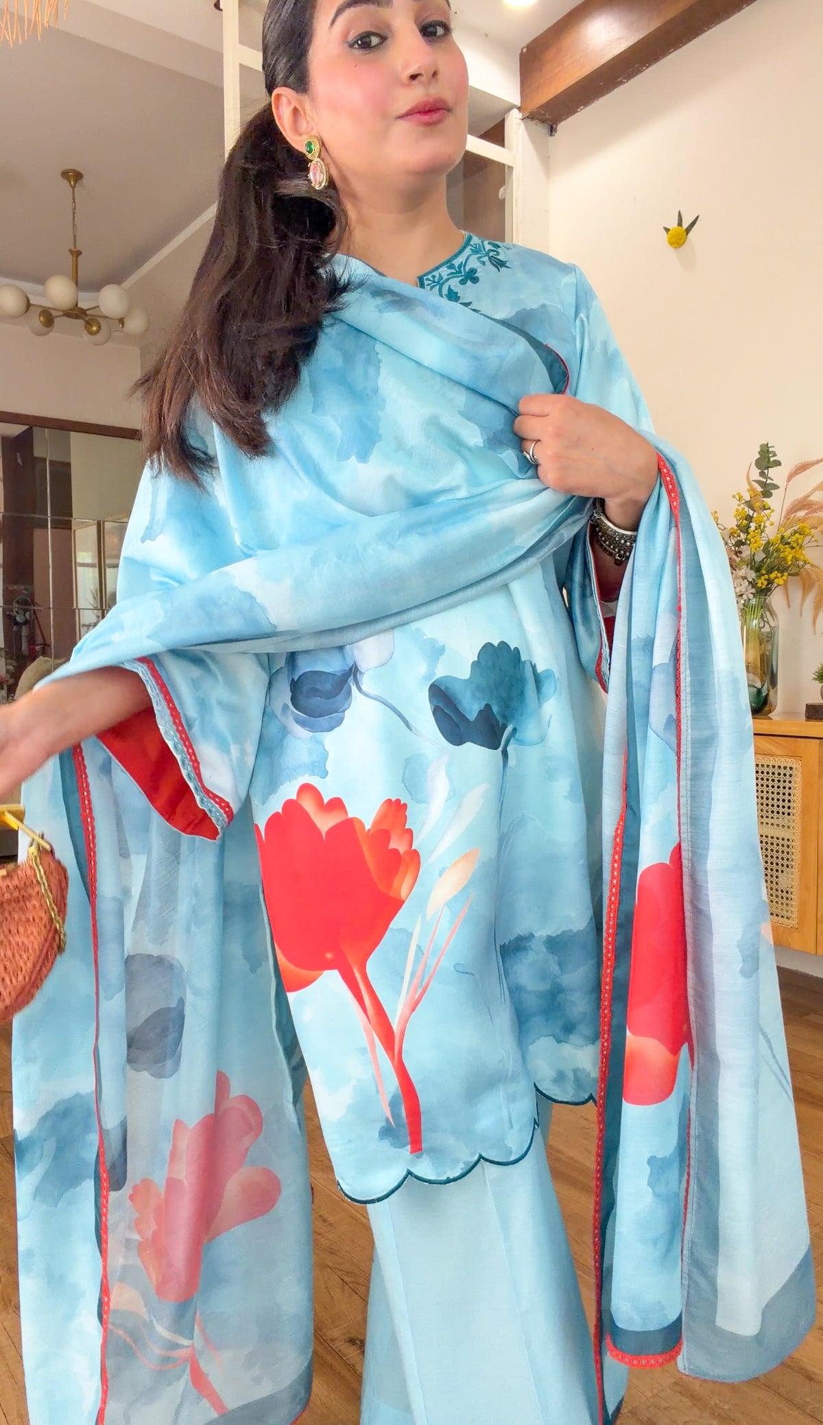 Blue Floral kurta set