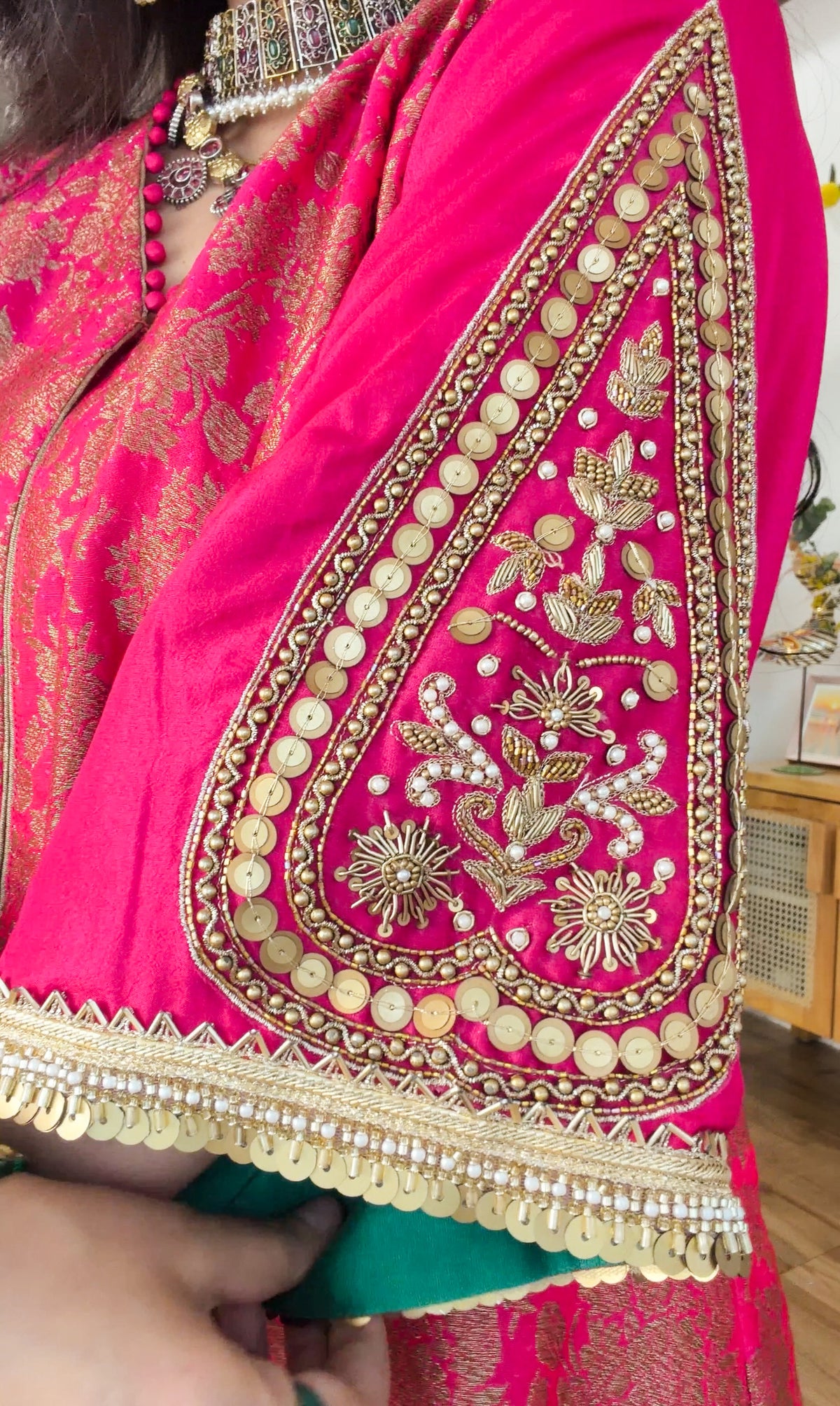Fuchsia banarasi silk set