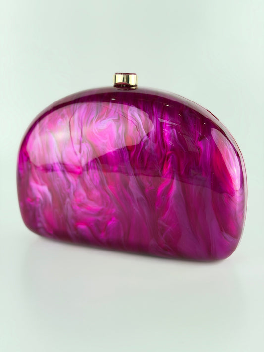 Fuchsia Marble Dome Clutch