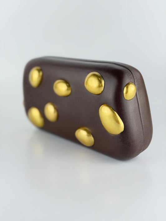 Pebble Dot Clutch - Mocha Brown