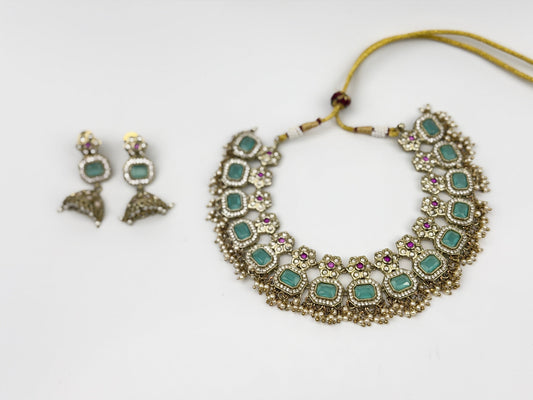 Anaya Mint Enamel Choker Set