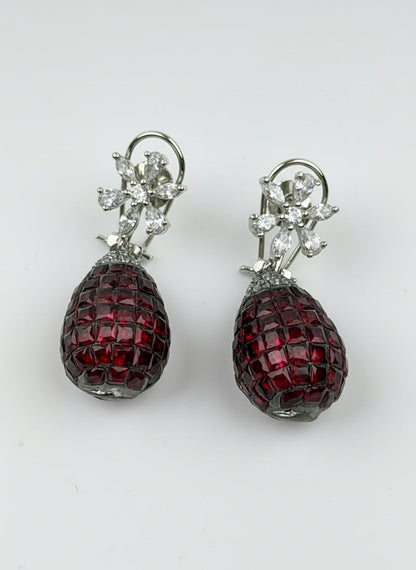 Garnet Caviar Drop Earrings