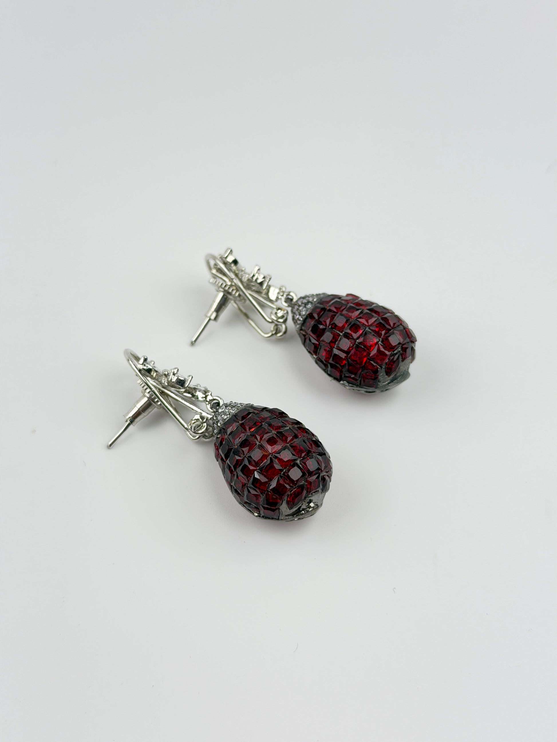 Garnet Caviar Drop Earrings