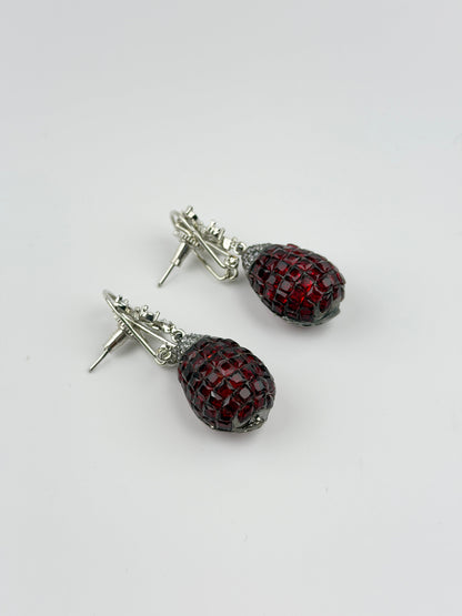 Garnet Caviar Drop Earrings