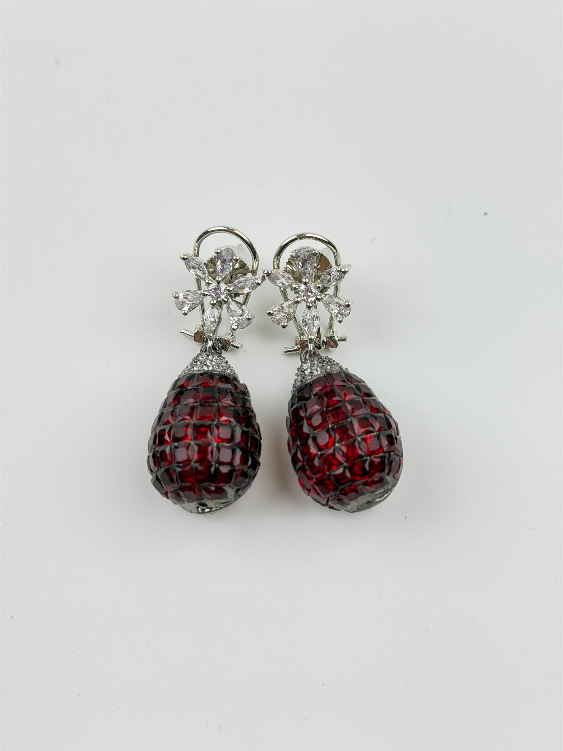 Garnet Caviar Drop Earrings