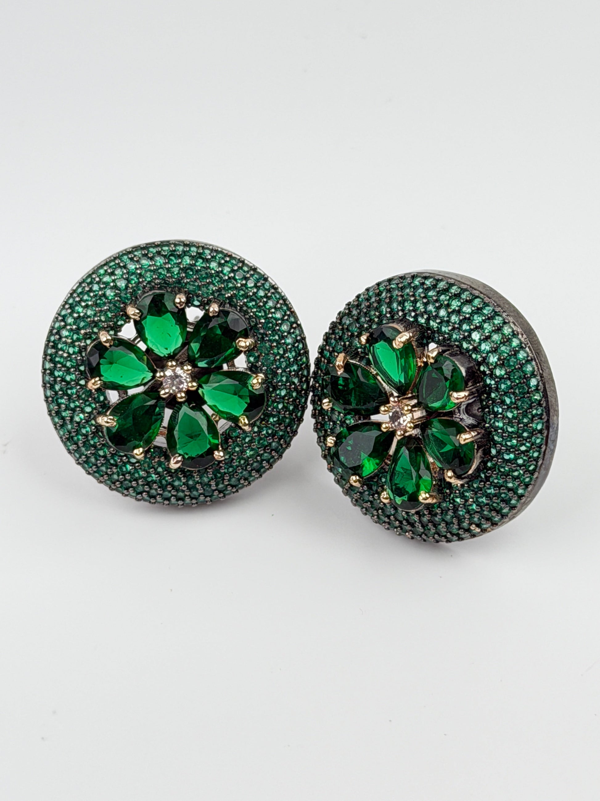 Emerald Halo Statement Studs