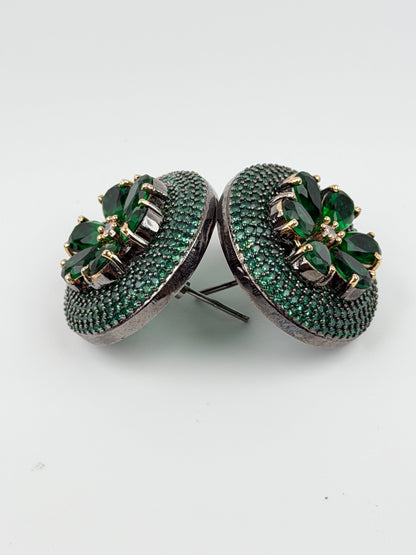 Emerald Halo Statement Studs