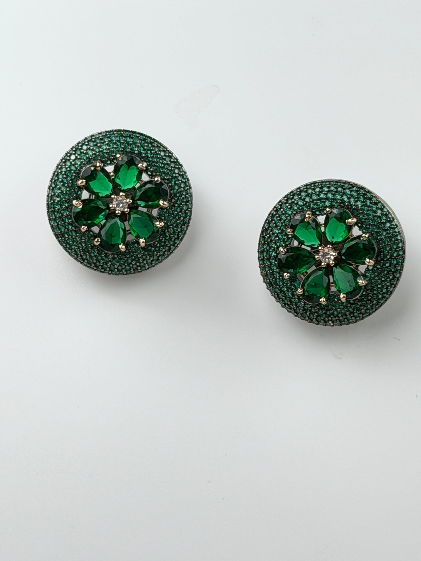 Emerald Halo Statement Studs