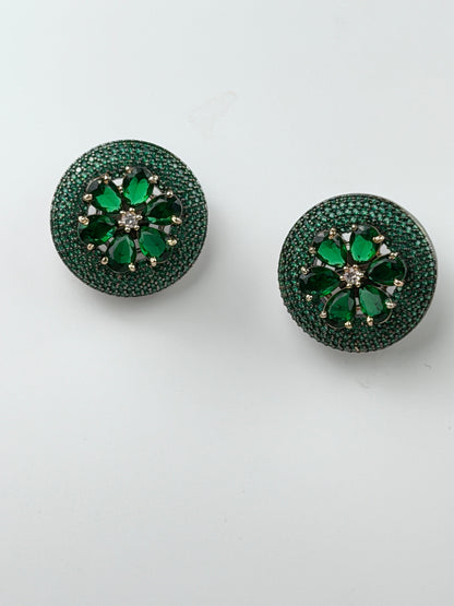Emerald Halo Statement Studs