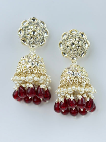 Ruby Drop Lotus Jhumka
