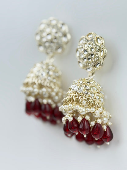 Ruby Drop Lotus Jhumka