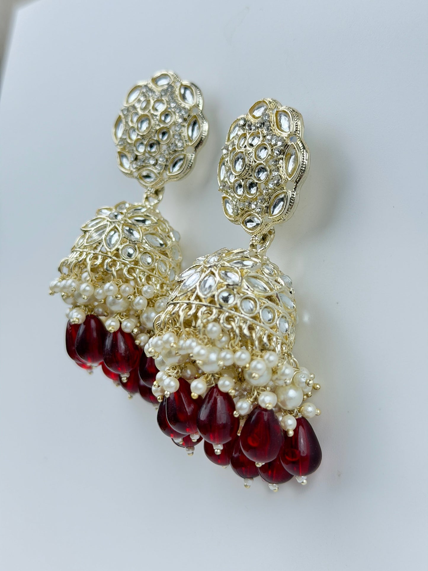Ruby Drop Lotus Jhumka