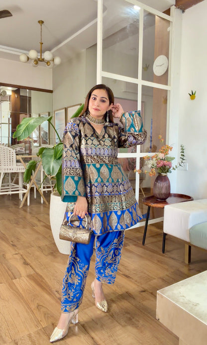 Royal Blue Banarasi Silk Set