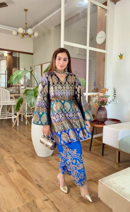 Royal Blue Banarasi Silk Set
