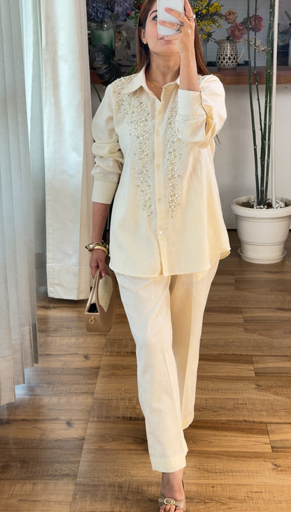Ivory Pearl Linen Co-ord Set