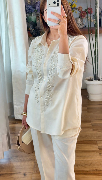 Ivory Pearl Linen Co-ord Set
