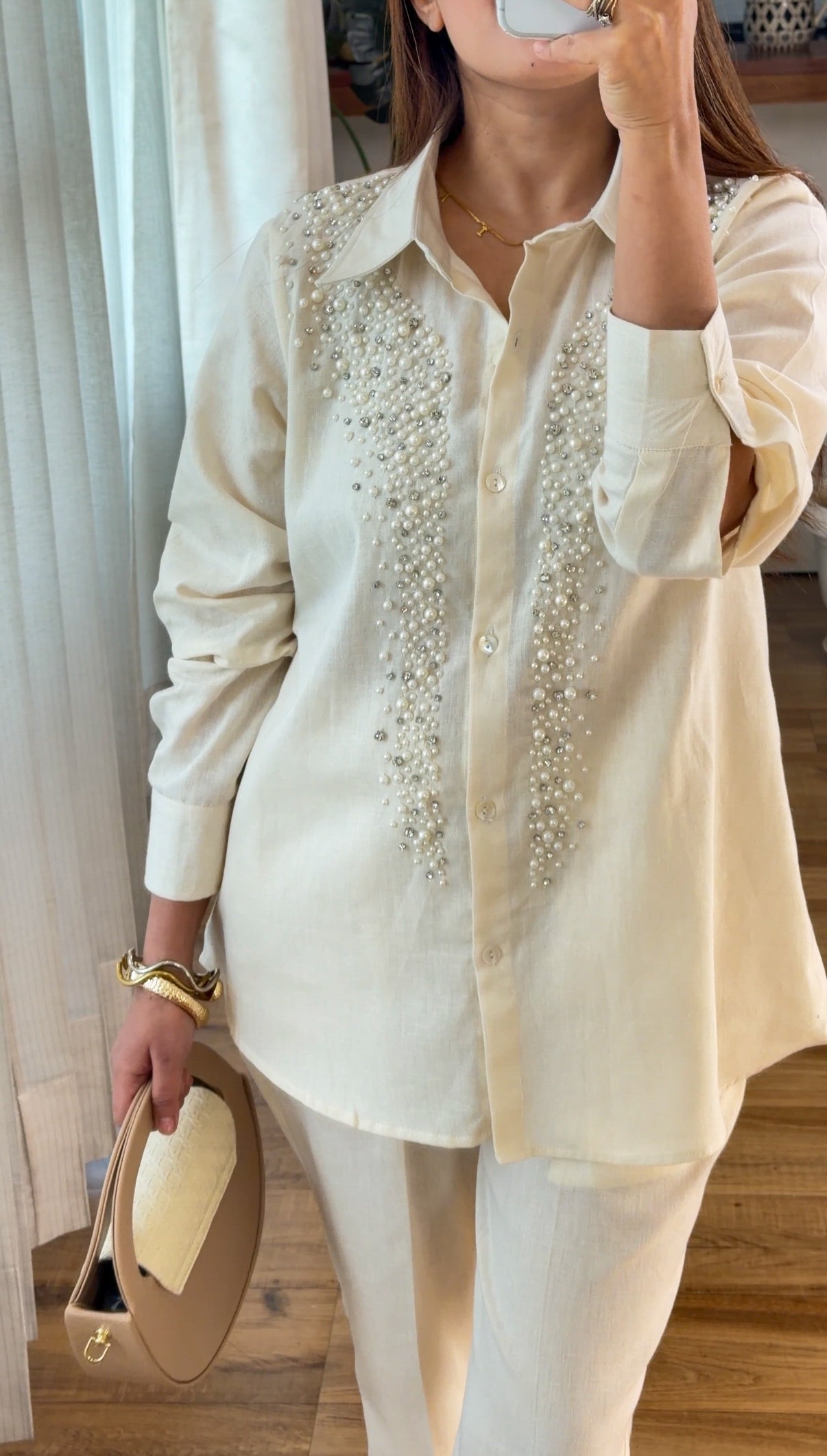 Ivory Pearl Linen Co-ord Set