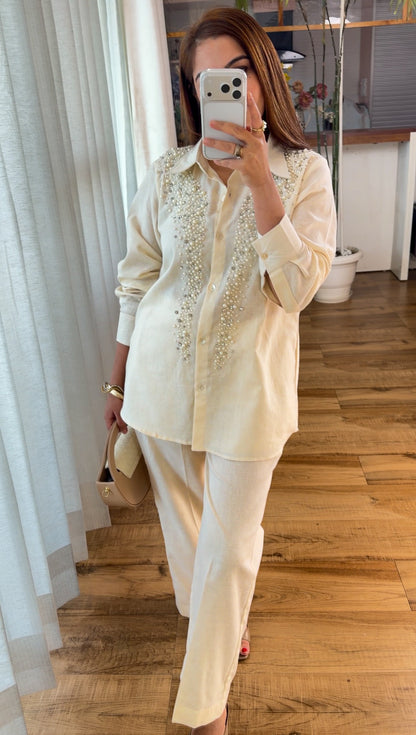 Ivory Pearl Linen Co-ord Set