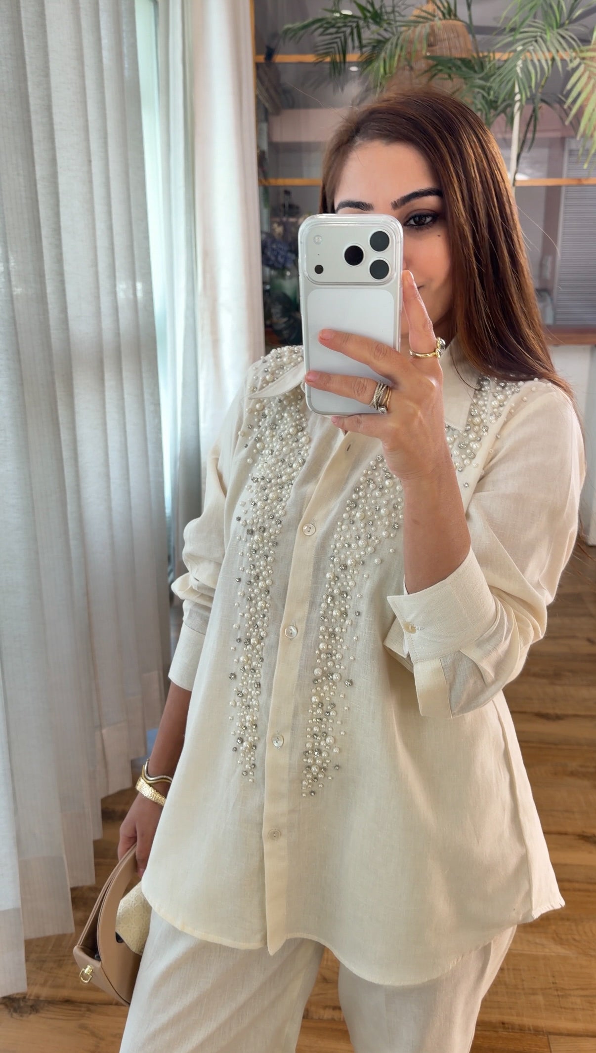 Ivory Pearl Linen Co-ord Set