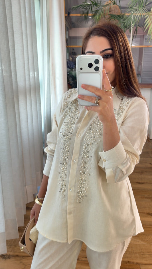 Ivory Pearl Linen Co-ord Set
