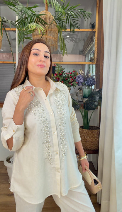 Ivory Pearl Linen Co-ord Set