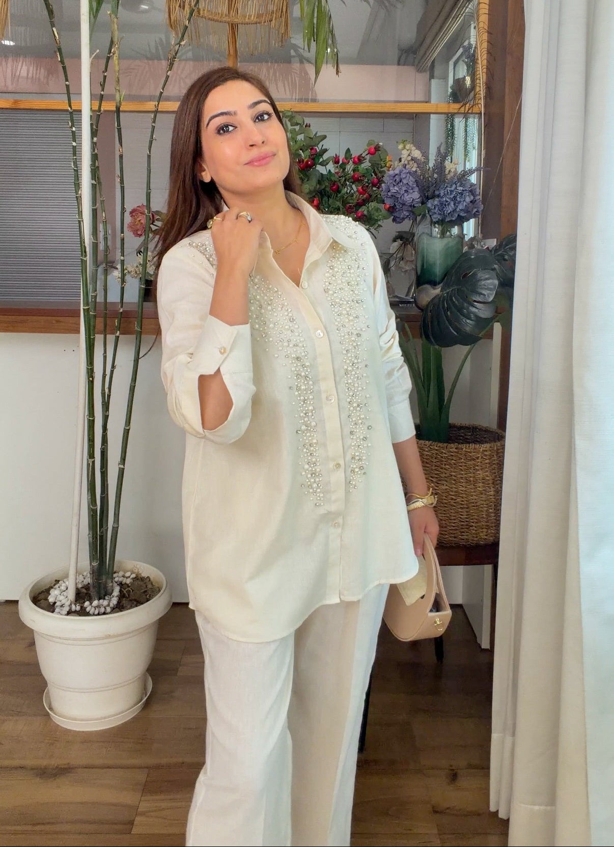 Ivory Pearl Linen Co-ord Set