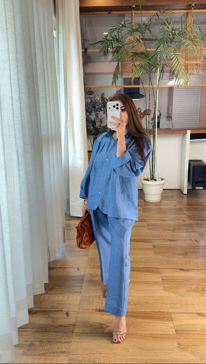 Cloud Slate Relaxed Linen Set