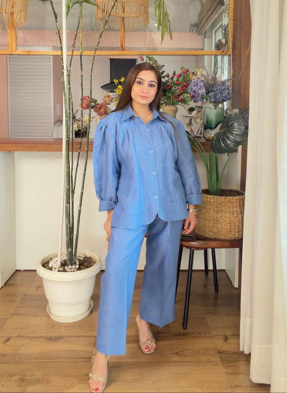 Cloud Slate Relaxed Linen Set