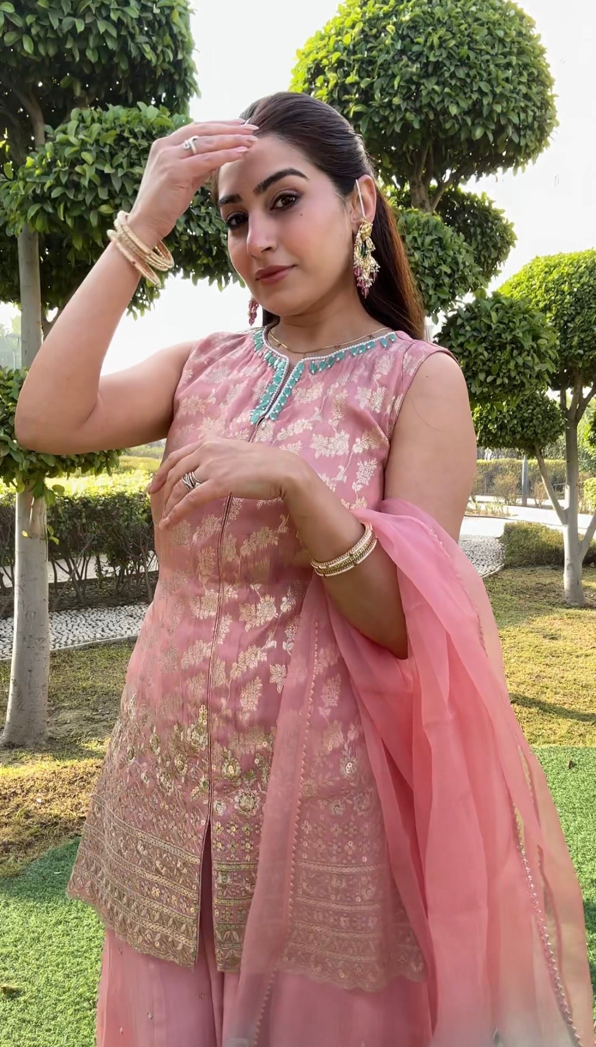 Blush Pink sharara set with ombre dupatta
