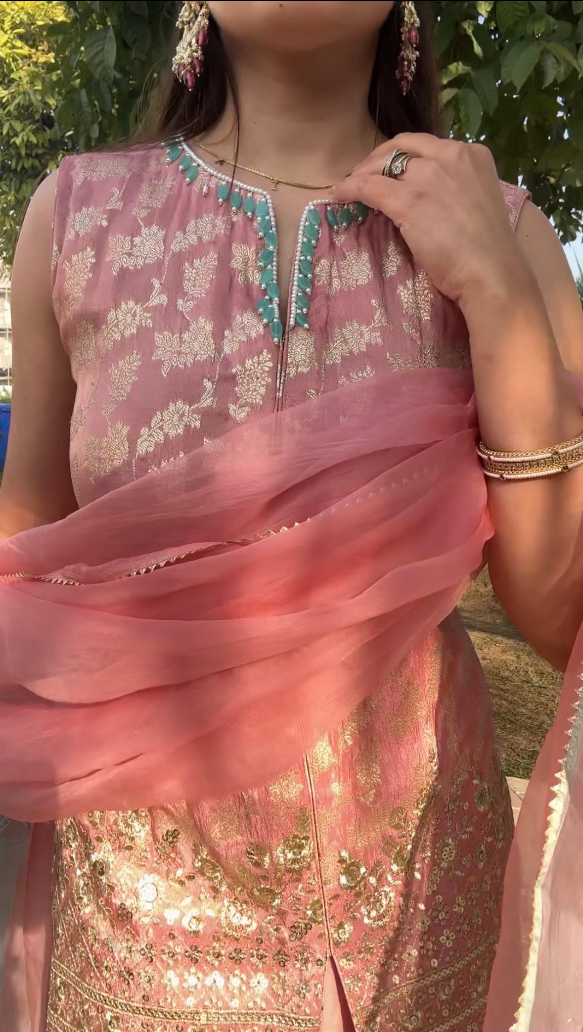 Blush Pink sharara set with ombre dupatta