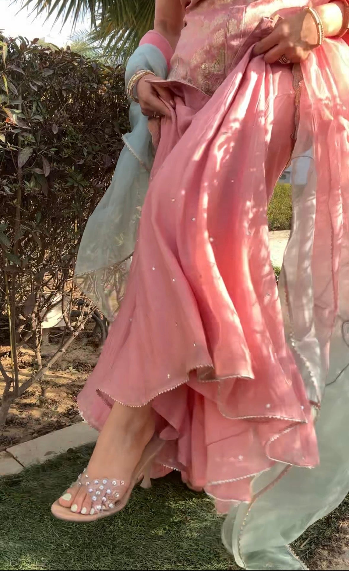 Blush Pink sharara set with ombre dupatta