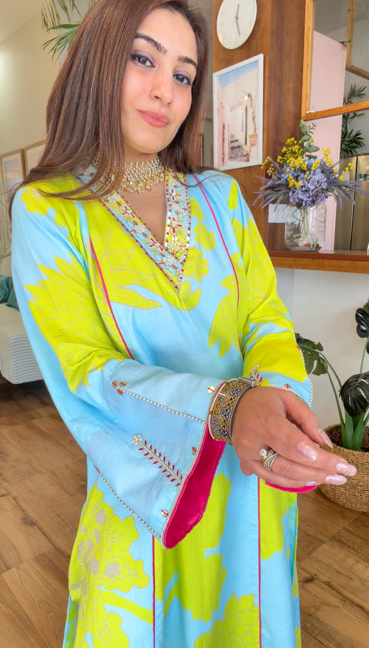 SKY BLOOM KURTA SET