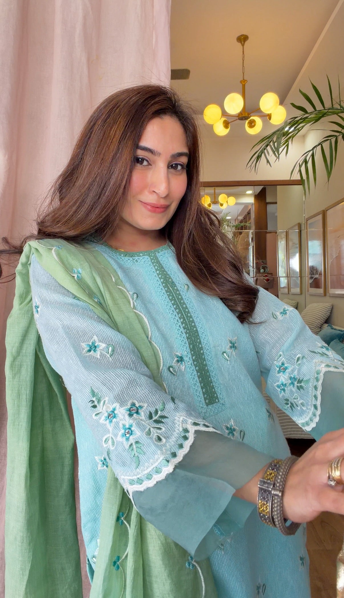 Powder Blue Embroidered Kurta Set