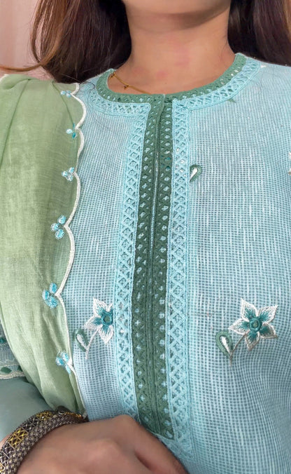 Powder Blue Embroidered Kurta Set