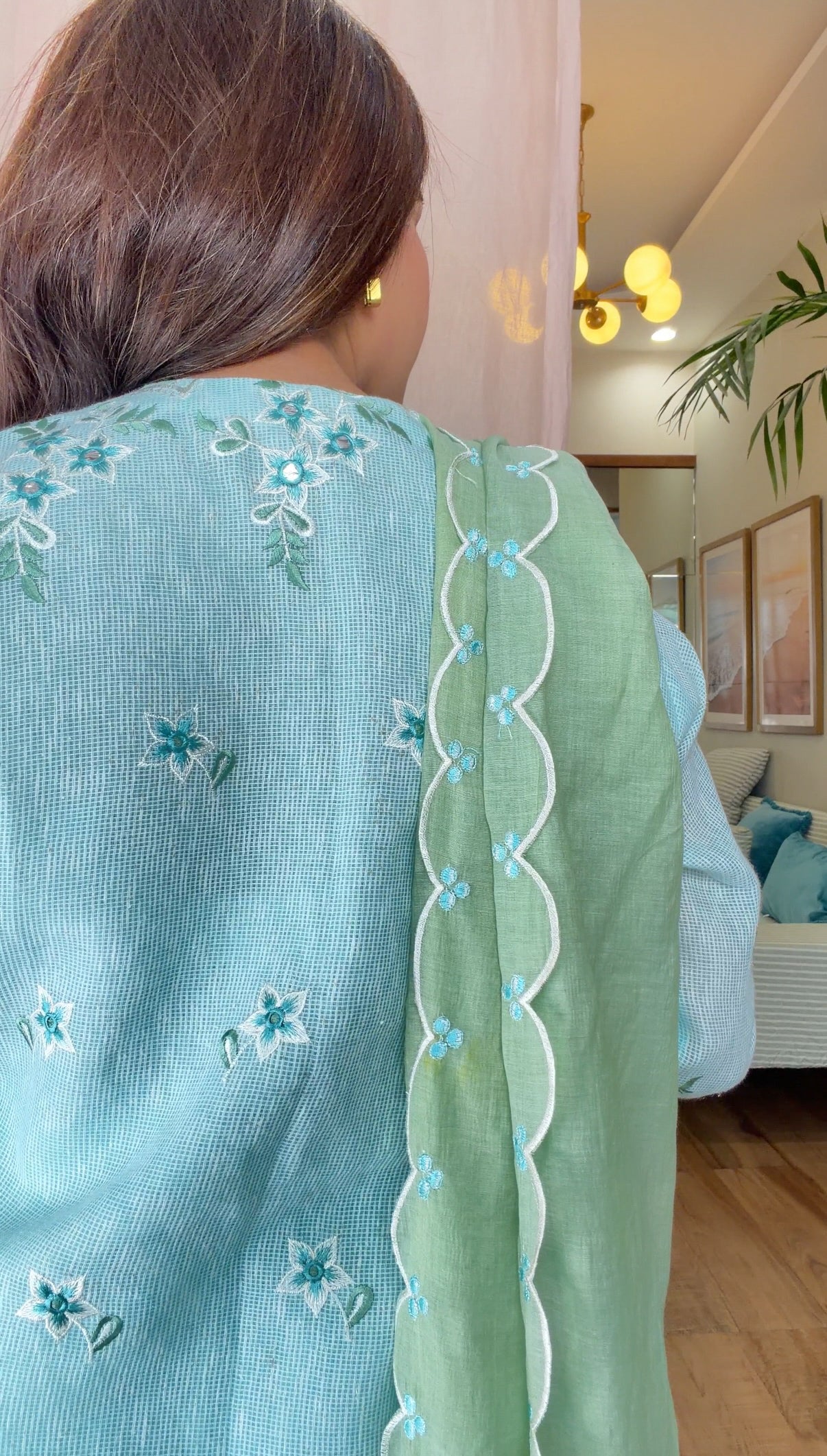 Powder Blue Embroidered Kurta Set